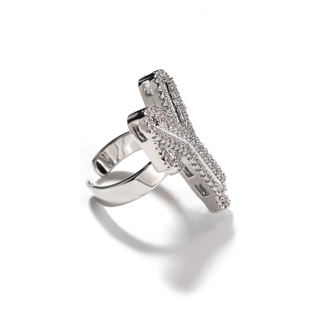 New Fashion Hip Hop Water Drop Custom Letter Open Ring Diy Initial Personalized Cuff Adjustable Full Cubic Zirconia Finger Rings Mens And Womens Handi