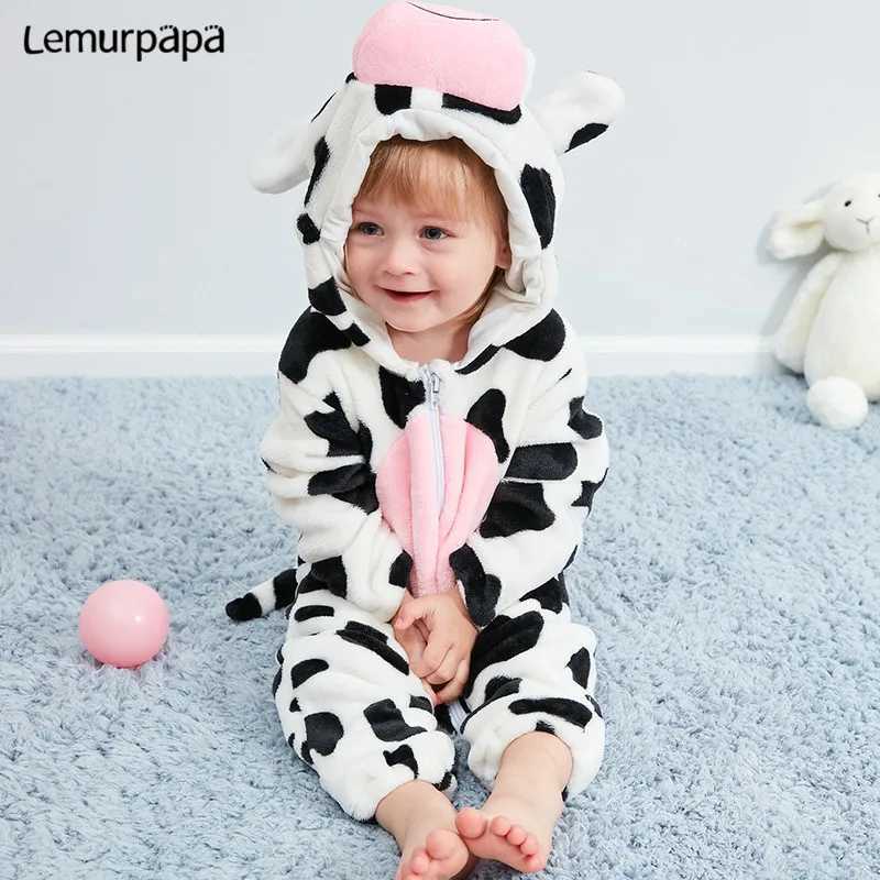 Pajamas Newborn Baby Rompers Clothes Animal Kigurumis Boy Girls Pajamas Onesie Cartoon Tiger Leopard Hooded Toddler Cosplay Costume H241205