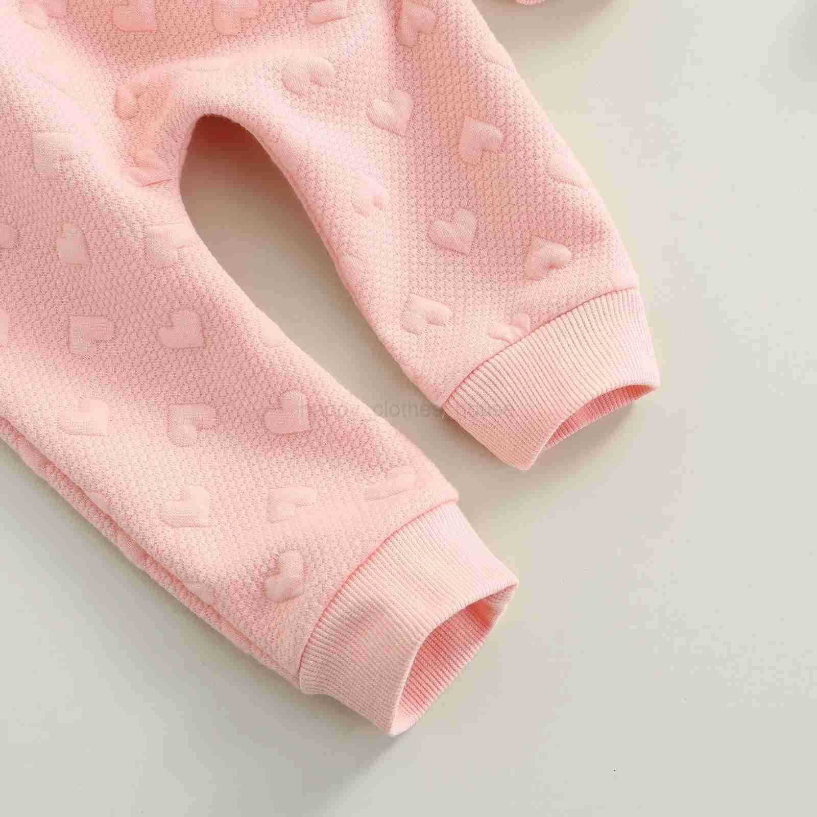 Valentine 2 Pieces Kids Suit Set Solid Color O-Neck Long Sleeve Ruffle Tops+ Bowknot Trousers for Girls Pink 0-24 MonthsXJ241205