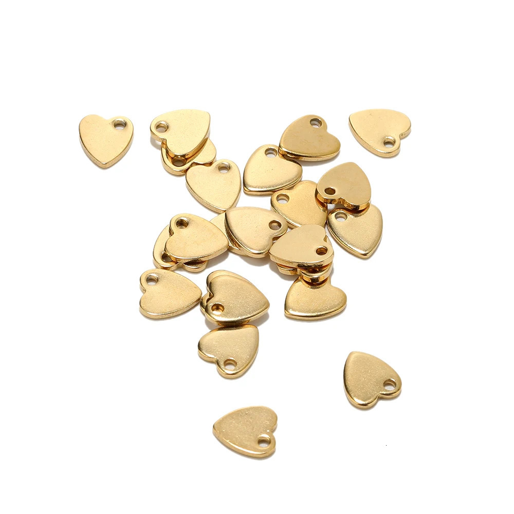 20pcs Stainless Steel Small Flat Heart Pendant Charms for DIY Jewelry Making Necklace Ornaments Bracelet End Tail Charm Supplies 241122