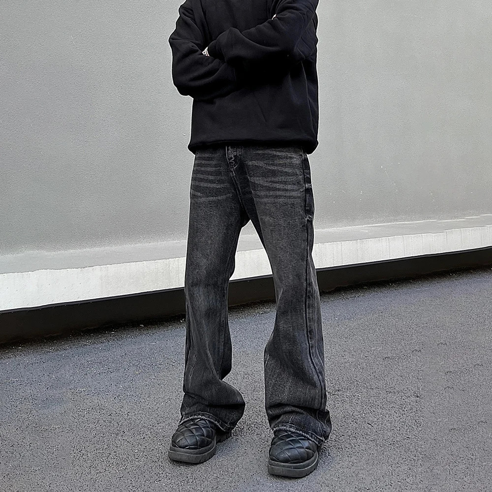 Wide Leg Jeans Mens Black Loose Straight-leg Flared Trousers Summer Casual Streetwear Vintage Spring High Street Y2k Denim Pants 241205