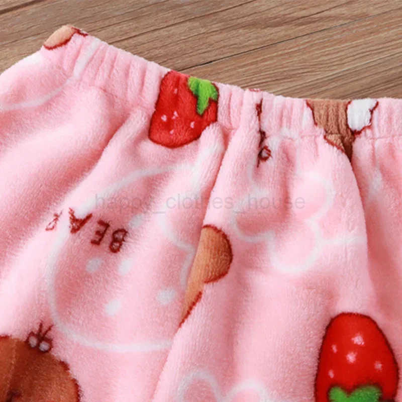 Two-piece Autumn Winter Home Sleepwear Set Boys Baby Fleece Warm Outdoor Children Girls Homewear Suits Thickened Ammonia FabricXJ241205