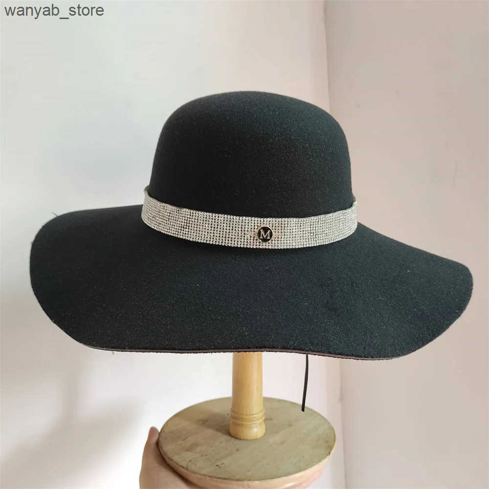 Cloches French retro womens large Brim colored felt hat unisex Fedora fashion dome bucket hat church wedding hat wholesale L240910