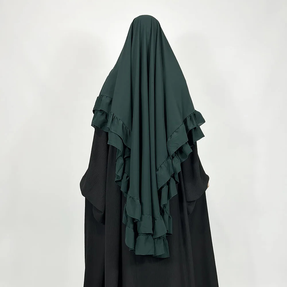 double-layer pleated chiffon Khimar with Niqab string high quality lightweight breathable wholesale Muslim prayer veil headscarf 241216