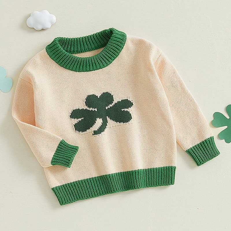 Baby St. Patricks Day skydiving green clover design warm crew neck sweater puller suitable for baby boys or girls W241205