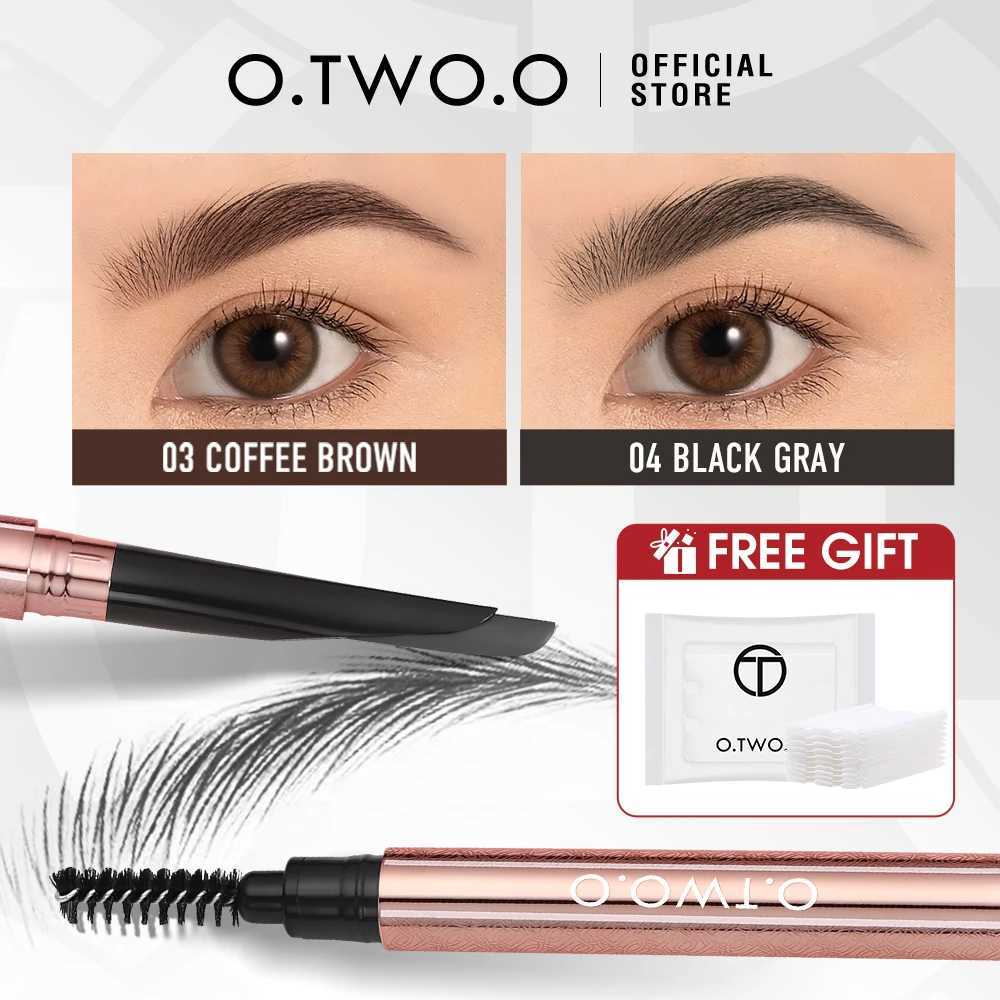 O. Two of them. O-shaped curved knife eyebrow pencil waterproof natural long-lasting smooth filling fluff can be blended high pigment eyebrow pencil e