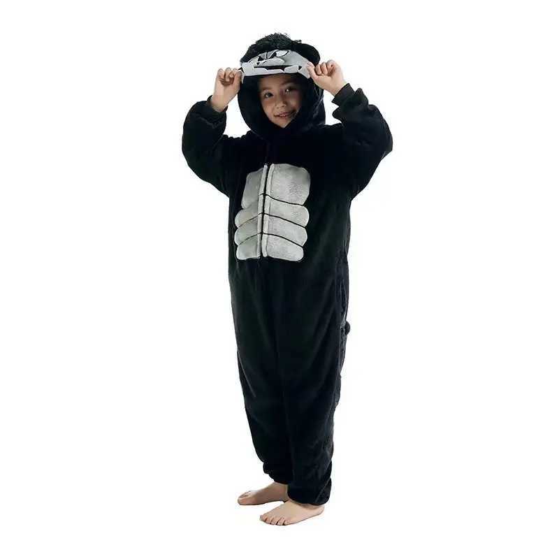 Pajamas 2024 Kids Monster Monkey Blanket Onesie Animal Chimpanzee Hooded Pyjamas Adult Gorilla Union Suit Halloween Costume For Family H241205
