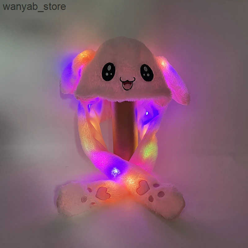 Cloches LED plush rabbit hat with glowing rabbit ears sports ears cute winter hat funny gifts for adults and children role-playing costumes L240910