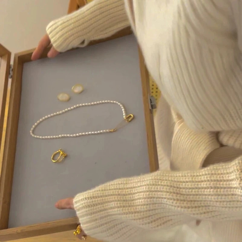 Brass 18k Real Pearl Safety Pin Necklace Runway T Show Party Dress Top Ins Japanese Korean Fashion 241205