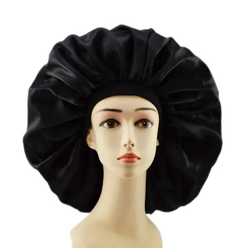 New Solid Women Satin Bonnet Fashion Stain Silky Big Bonnet for La Sleep C Hear Hat Hair Wr Accories WholesaleXJ241205