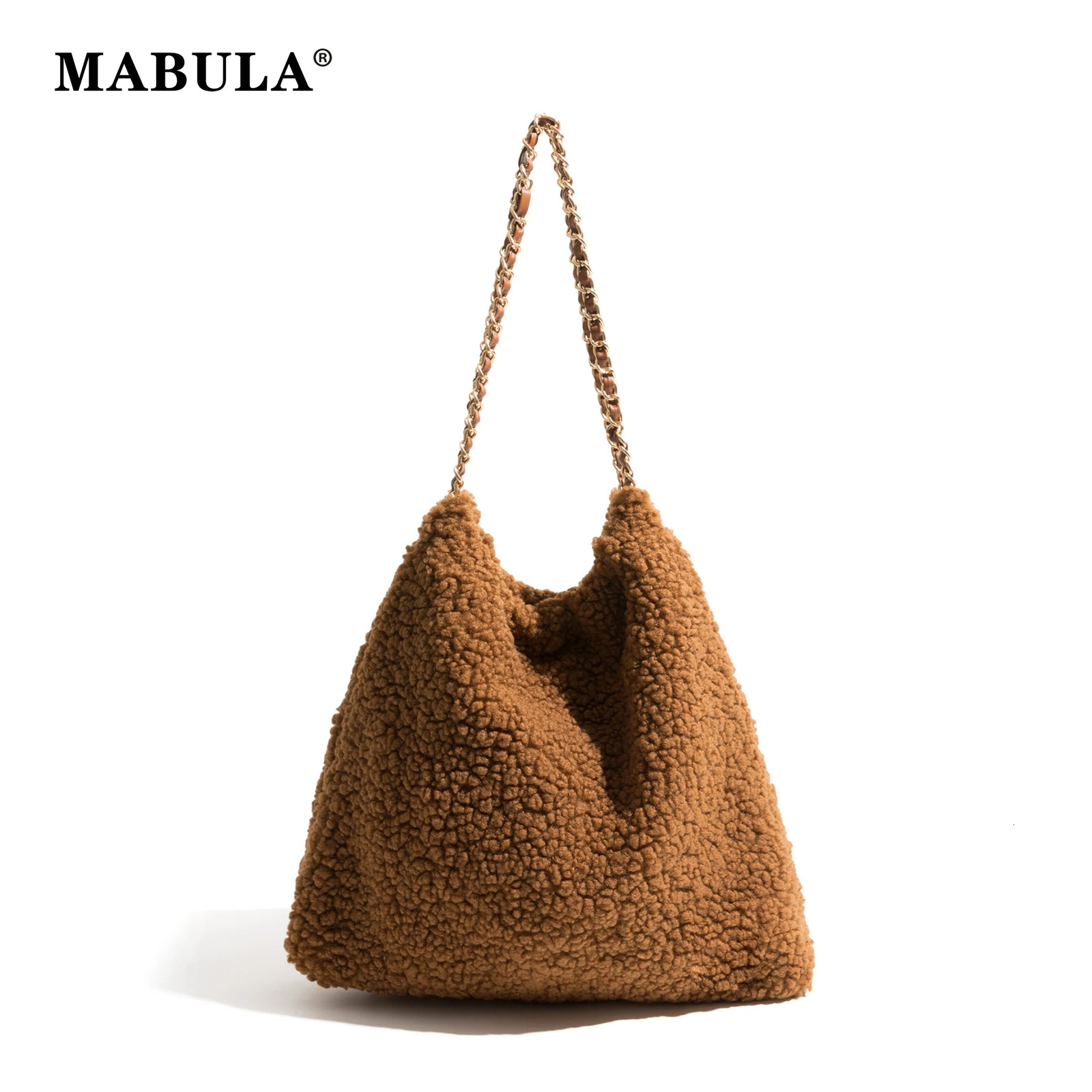 Mabula Womens Fashion Plush Shoulder Bag Large Capacity Bucket Bag Casual Cross Body Bag Womens Handbag and Wallet 241205