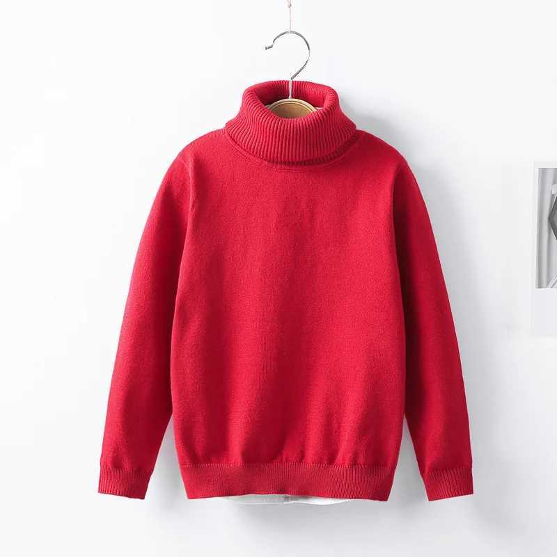 Boys Sweater Autumn Solid Color High Collar Jacquard Knitted Sweater Suitable for Children Aged 2-10 Keeping Warm Bottom Shirt W241205