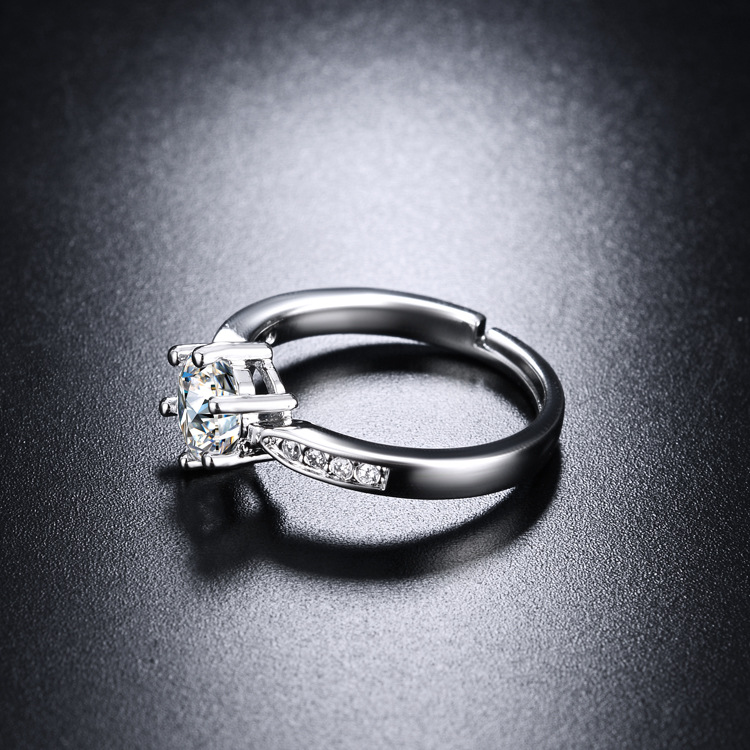 New classic six claw ring female simple diamond set 2 karat zirconium finger ring personalised index finger women's ring proposal anniversary rin