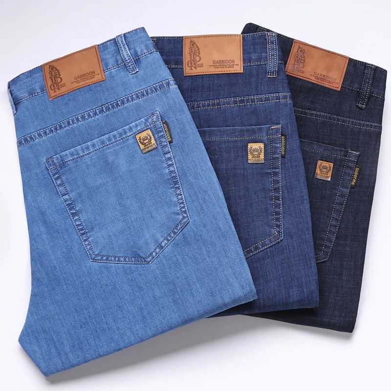 Summer thin mens denim jeans regular fit high waist straight elastic business pants high-quality newcomer brand Trouser W241205
