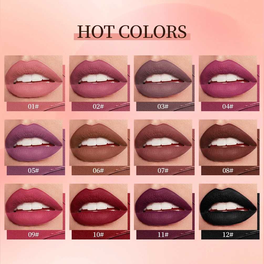QIBEST New Makeup Lipstick Matte Lipstick Brown Nude Sexy Red Color Liquid Lipstick Lip Gloss Waterproof Long Lasting Lip TintXJ241205