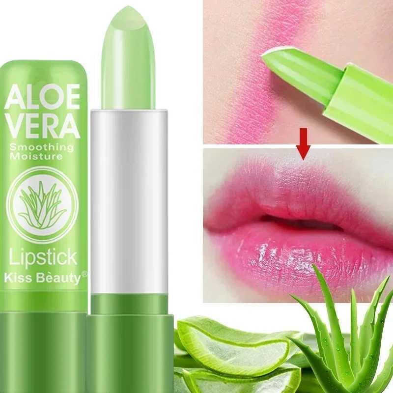 Moisturizing Aloe Vera Lipstick Temperature Color Changing Lip Balm Lasting Nourishing Lip Care Anti-drying Exfoliating LipstickXJ241205
