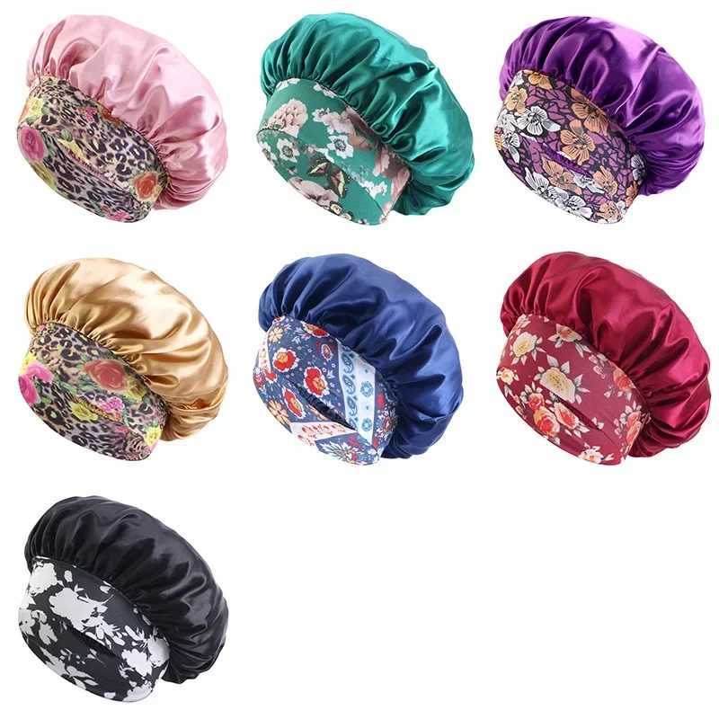Womens Satin Solid Sleeping Hat Night Sleep Hair Care Bonnet Nightc Silky Shower Cs Comfortable Flower Band Unisex CXJ241205