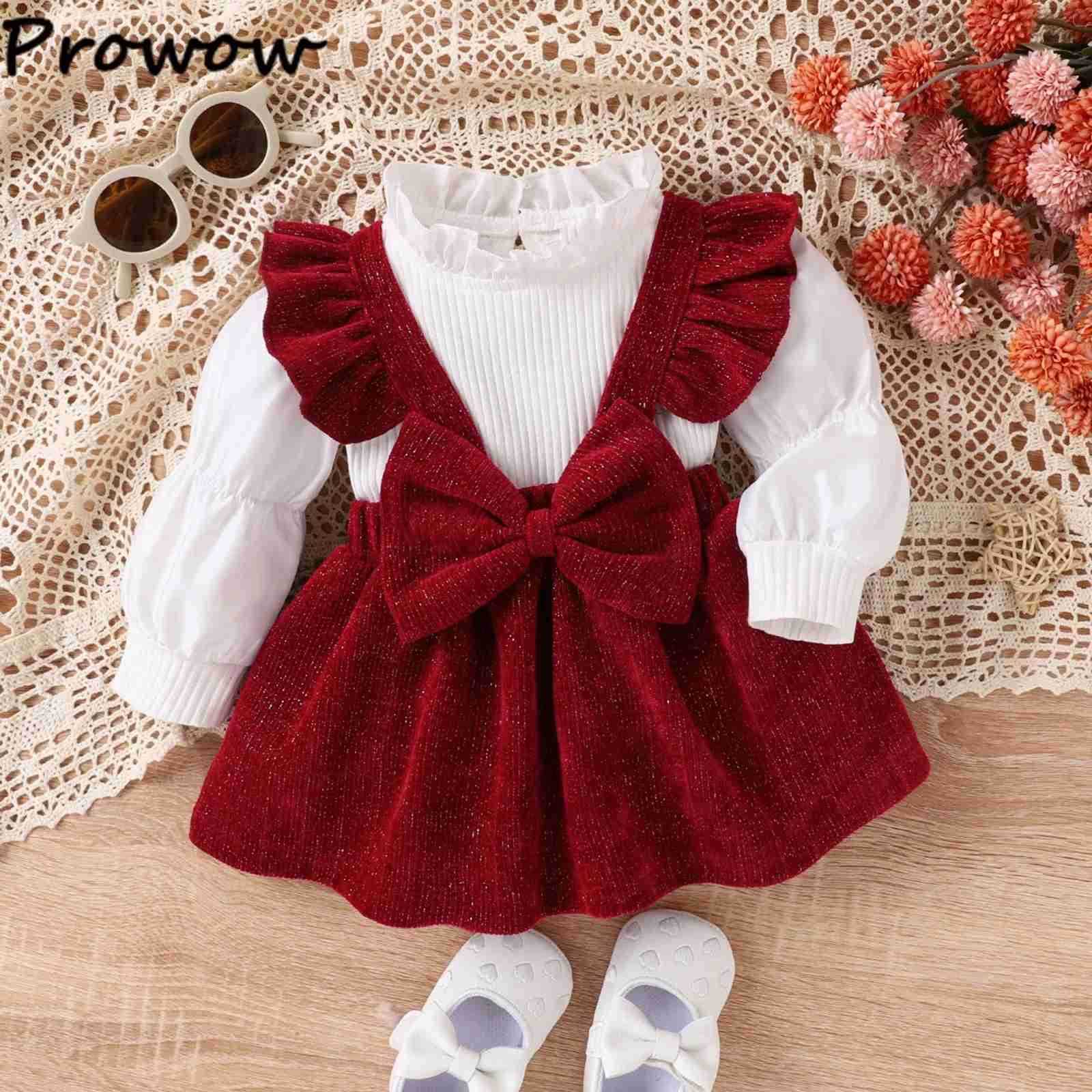 Newborn Clothes 2024 Baby Girl Outfit Set Winter White Lace Collar Top+ Bow Corduroy Red Dress Baby Christmas Clothes CostumeXJ241205