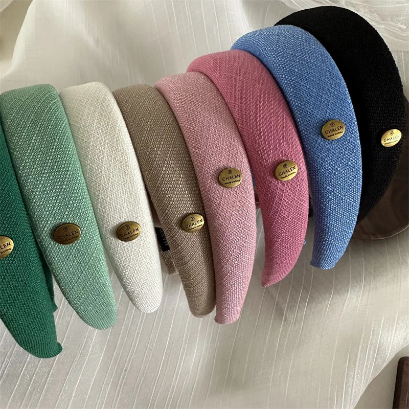 Elegant Bordered Headband Solid Color Knitted Fabric Wide Cross Fluffy Hair Girl Winter Hair Accessories 241205