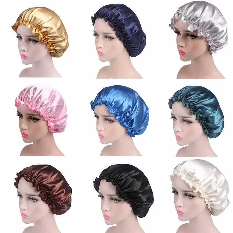 Women Silk Satin Night Sleep C Shower Cs Hair Care Beauty Bonnet Hat Head Cover Elastic Band Bathroom Shower CsXJ241205