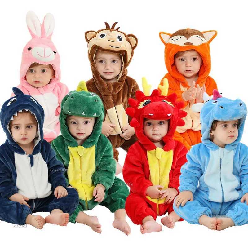 Pajamas Toddler Baby Girls and Boys Cat Kigurumi Pajamas One Piece Hooded Jumpsuits Bear Dinosaur Dog Baby Onesies 1 2 3 4 Years H241205