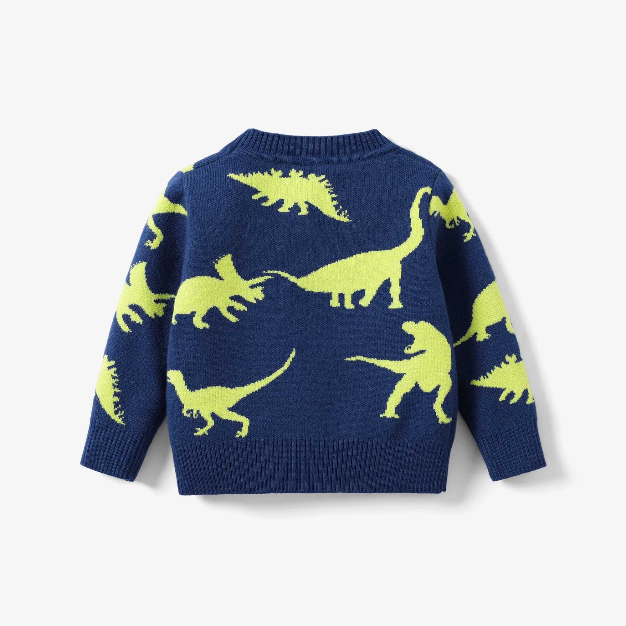 Baby/toddler dinosaur knitted sweater with secret button soft and comfortable perfect for going out W241205