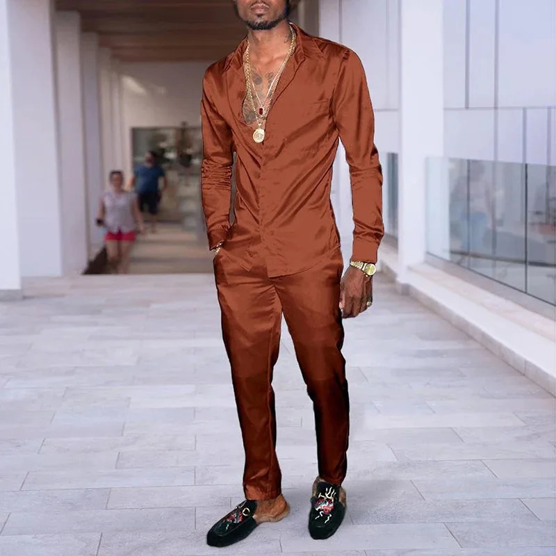 Mens autumn and winter twopiece trendy cardigan shirt casual sports suit mens full set top MB12ML4 241204