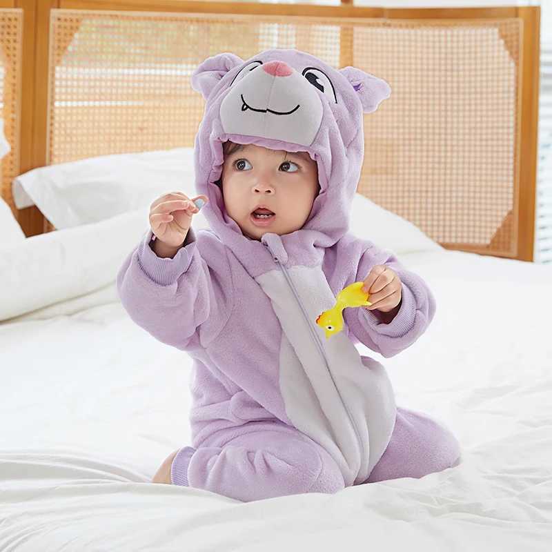 Pajamas Newborn Baby Soft Kigurumi Romper Girls Winter Jumpsuit Anmal Bodysuit for Boys Girls Infant Costume Cartoon Bat Overalls 0-4Y H241205