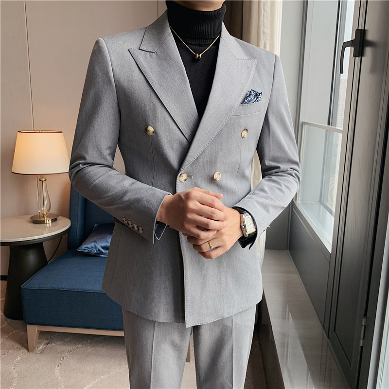 G1134Spring new casual suits for men double-breasted suits for banquets