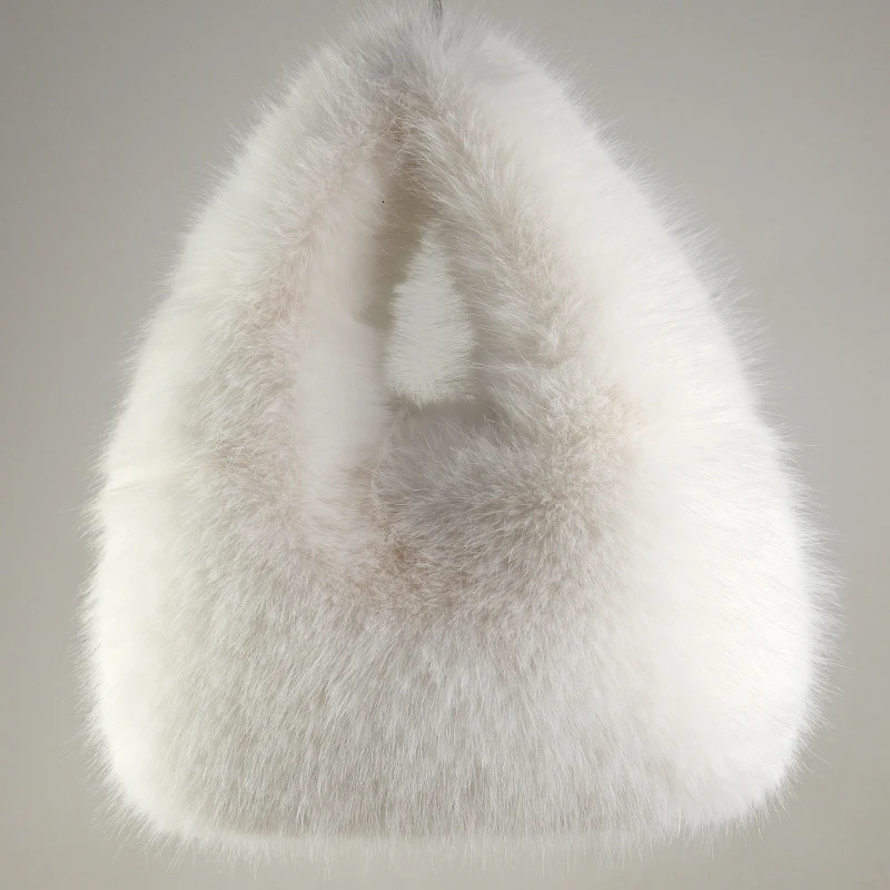 Simple faux fur womens homeless shoulder bag fashionable soft plush womens fur handbag sweet womens underwear bag wallet handbag 241205