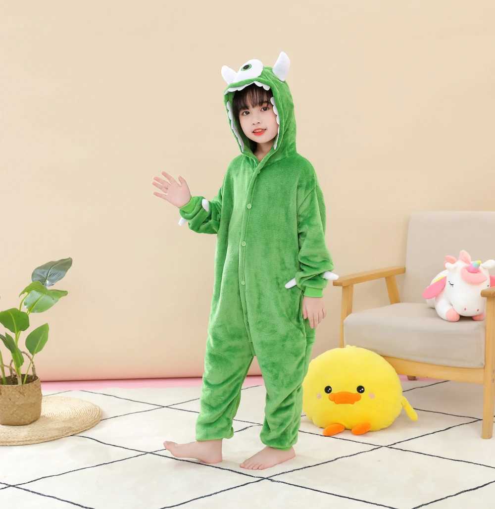 Pajamas Mike and Sullivan Monster Kigurumi Jumpsuit For Children Kids Onesies Pajamas Cosplay Costume Clothing For Halloween Carnival H241205