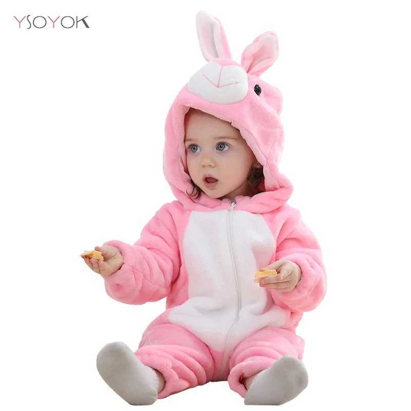 Pajamas Baby Rompers Tiger Girls Clothes New Born Baby Cartoon Pajamas Winter Animal Flannel Outfits Toddler Costume Baby Boys Jumpsuits H241205