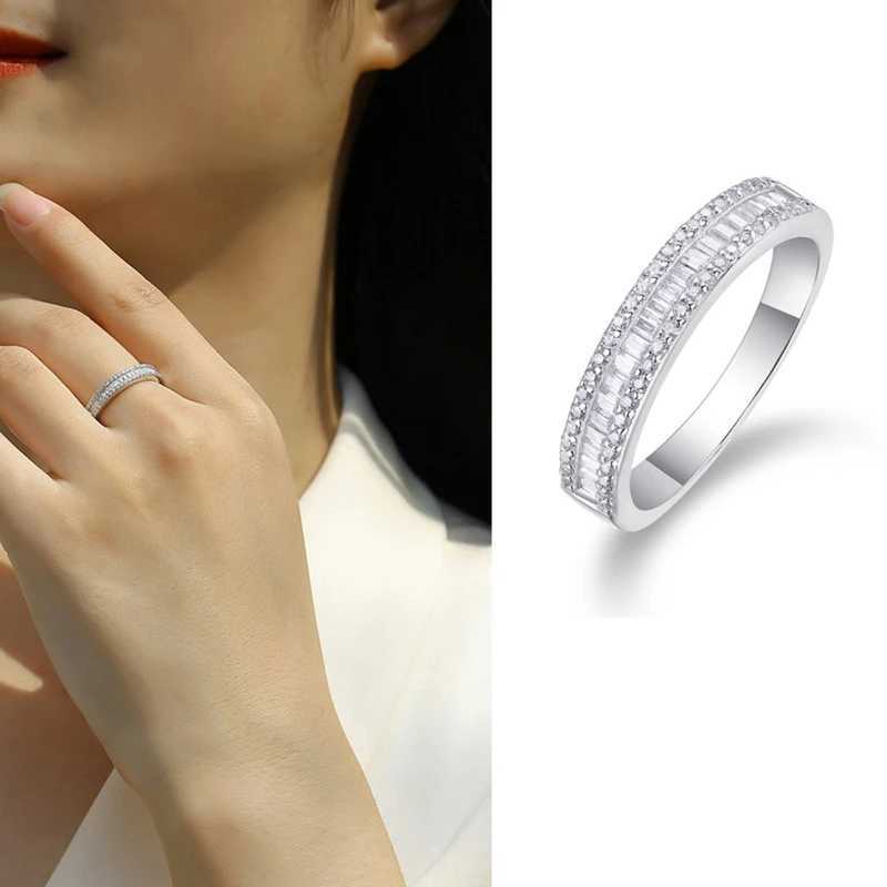 S925 Silver Ring All Mo Silica Platinum Engagement Wedding Ring Womens Exquisite Jewelry W241205