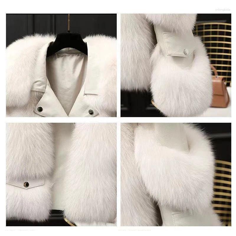 Women's Leather High Quality Imitation Fur Coat Vest Short Clothing Autumn Winter Patchwork Slim Fashion Versatile Warm Female Jackets