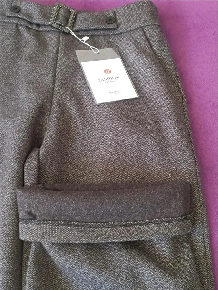 Thicken Wool Blended Straight Pantalones Woolen Wide Leg Pants Elegant Fashion Baggy High Waist Warm Pantalon Fall Winter 241205