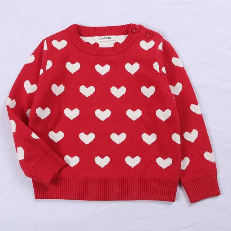 2024 Autumn Spring Baby Girl Sweater Childrens Clothing Cotton Knitted Sweater Baby Cute Heart shaped Sweater W241205