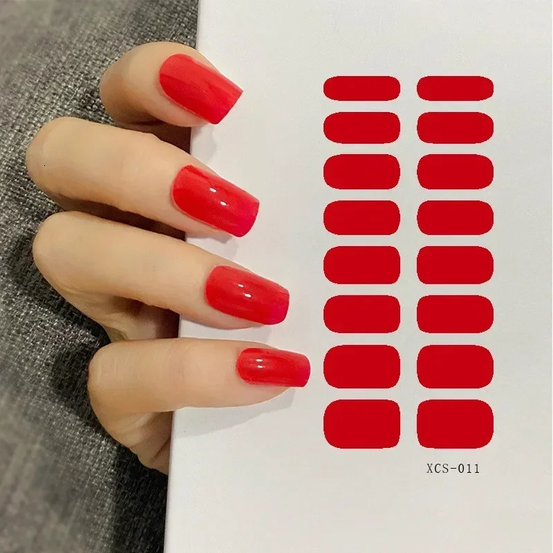 Healler 53 Color nail polish Sticker Solid Color Bar Waterproof Glued Nail Sticker Environmental Protection DIY Nai 241205