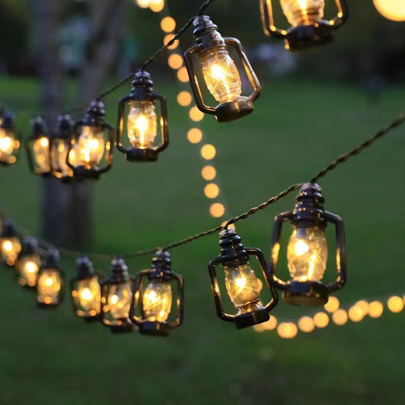 Outdoor Decoration Vintage Kerosene Bottle Lights Tent Canopy Decoration Camp Setup Colourful Light String