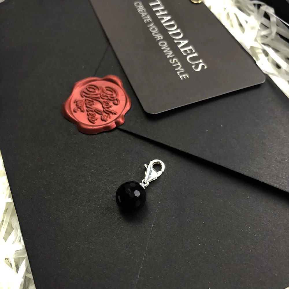 Black Gray Hanging Crystal 925 Sterling Silver Suncatchers Faceted Ball Pendant Charm For Women 241122