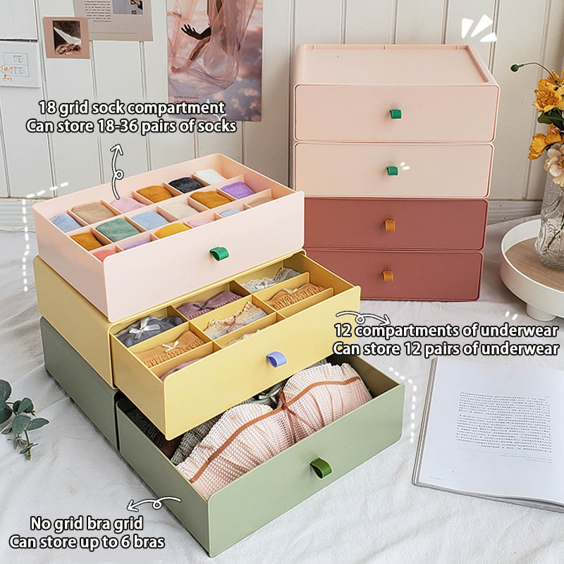 Underwear Storage Box Socks Panty Box Divider Drawer Kids Put Shorts Clothes Pants Bra 3 in 1