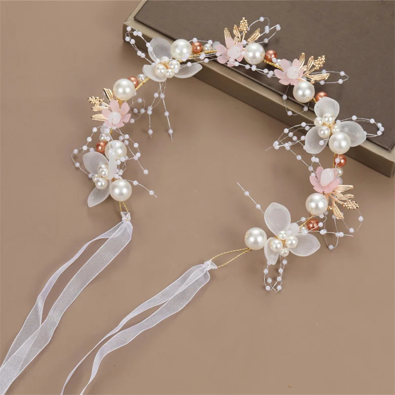 Pearl Flower Headband Bridal headdress Wedding Crown Fashion The wreath bracelet Band Tiaras Crystal Headpiece Hair Jewelrys 241122
