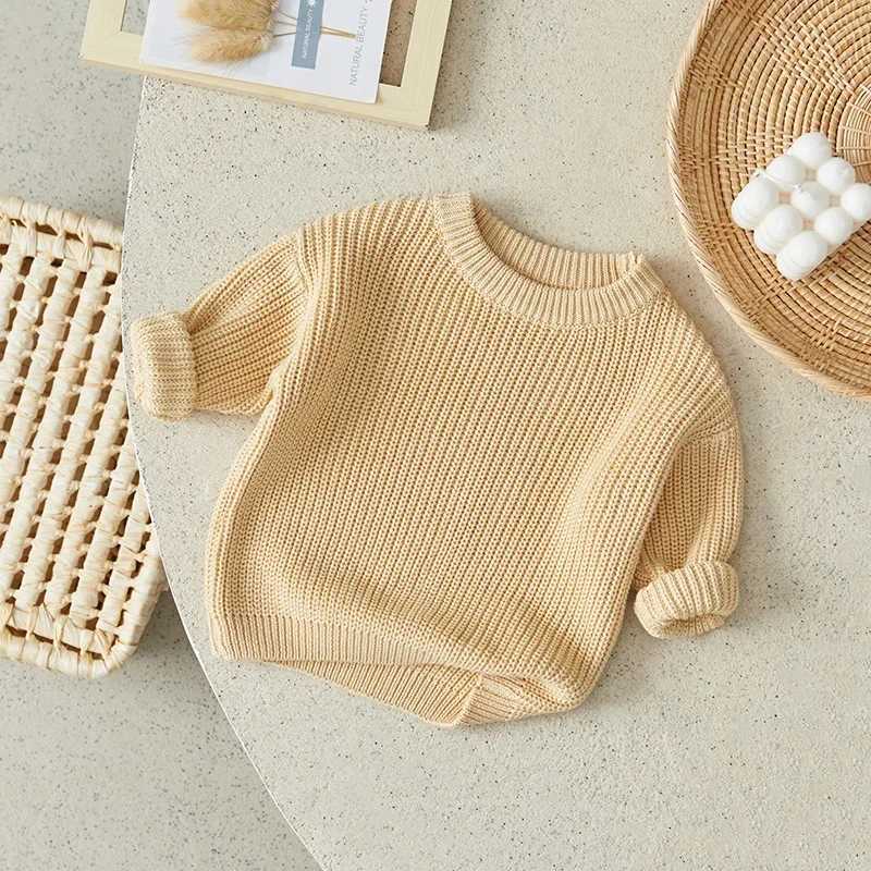 Suefenskry newborn girl boy knitted long sleeved autumn and winter sweater solid loose zipper casual top childrens clothing 3M-5Y W241205
