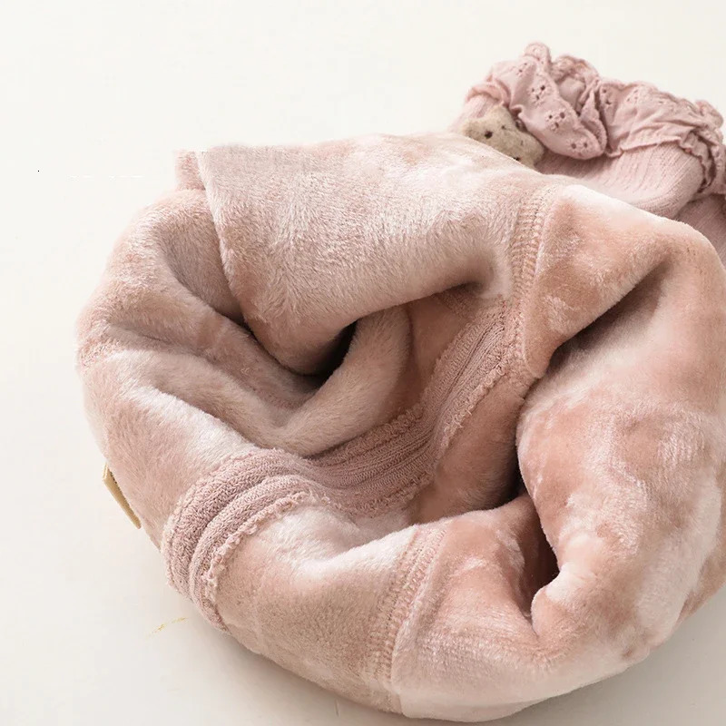 Warm Winter Tights for Girls Toddler Baby Girls Plush Velvet Stockings Pure Color Children Thicken Bottom Pantyhose 1-8Yrs Pants 241204