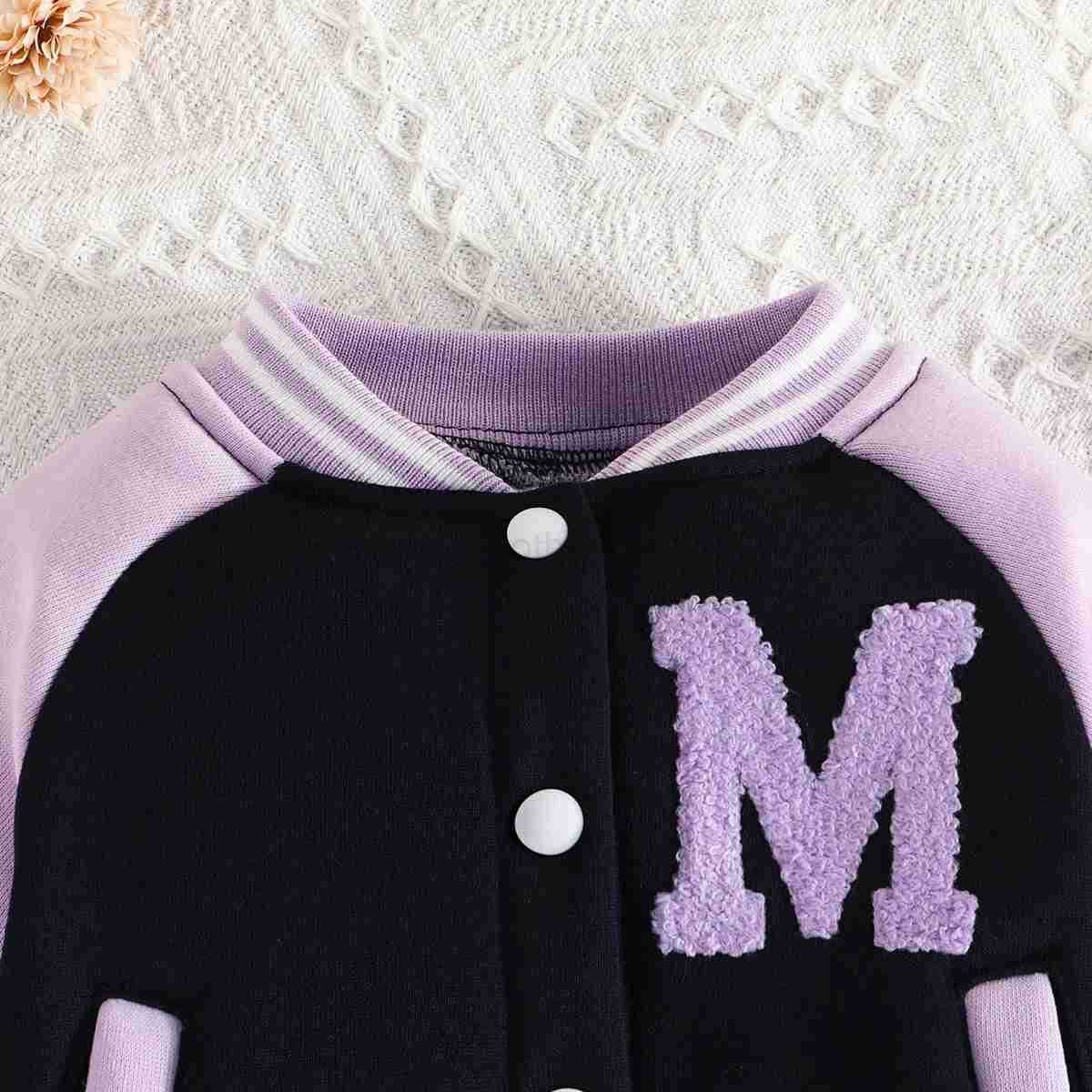 Clothing Set For Kid Girl 6 Months-3 Years old Pink Baseball Uniform Button jacket Long Sleeve Coat and Pants Outfit For BabyXJ241205