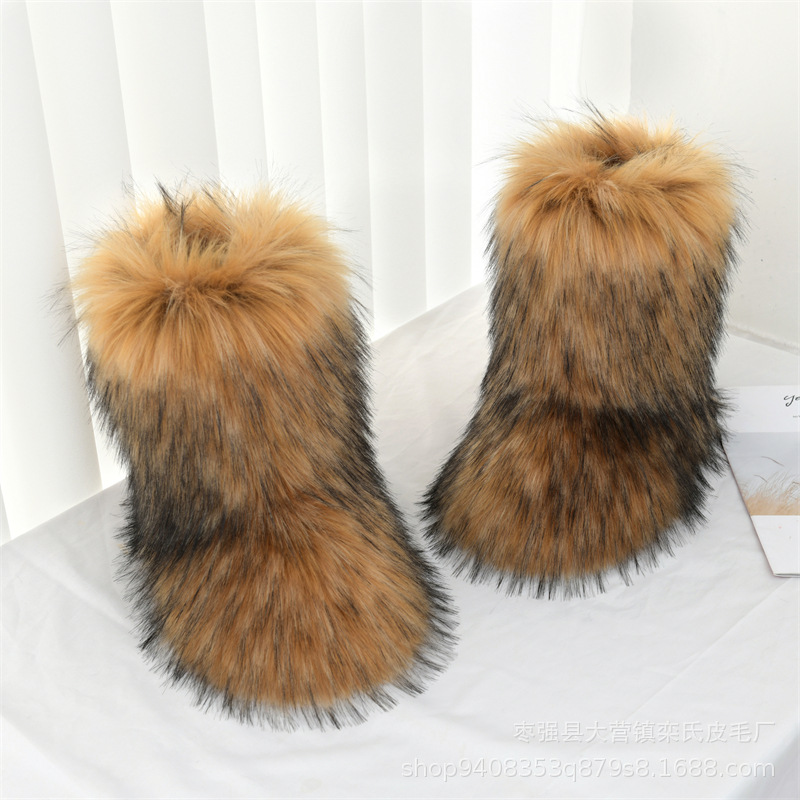 2025 Thick soled height increasing one foot warm snow boots with added fleece, Parent-children short tube warm Korean version women's cotton shoe