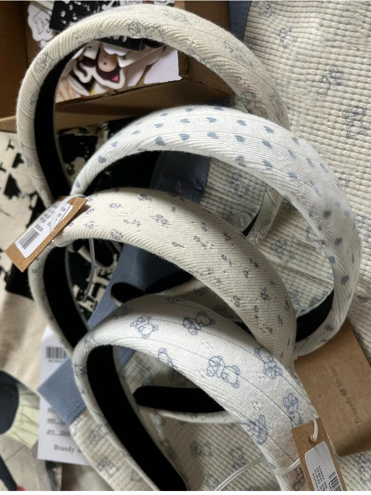 Cute printed headband for women all season casual cotton full-color headband sweet Y2K streetwear pre made fashionable headband 241205