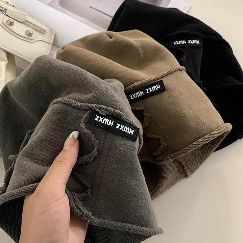 Japanese Simple Curly Headcap Womens Autumn and Winter Loose Big Head Casual Warm Cap Skull Bean Hat 241205