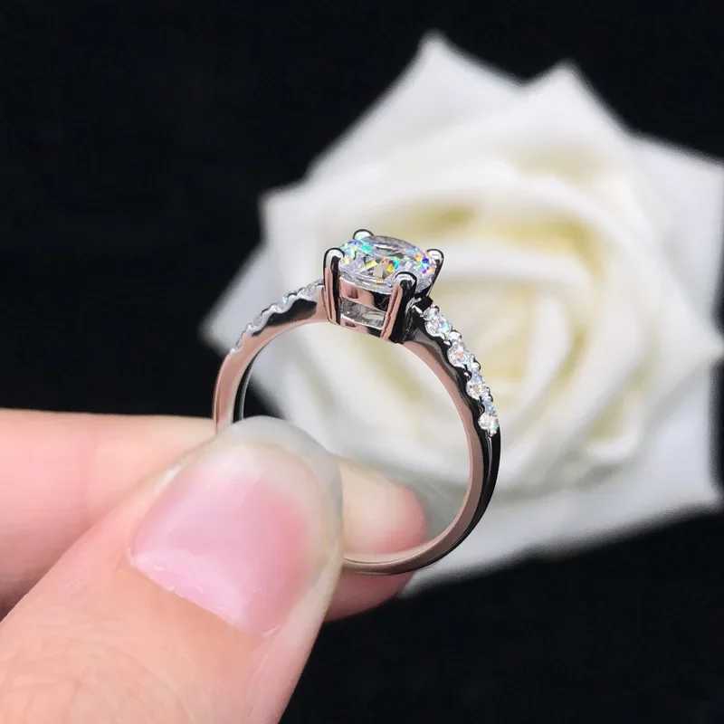 Solid white gold PT950 white gold 14Kmoissanite diamond ring 1 carat wedding recommended diamond ring CLS simple fine-tuning W241205