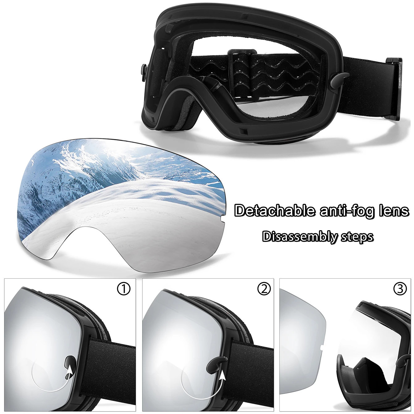 Men Women Outdoor Sports Ski goggles Anti-fog Snowboarding Snowmobile Glasses UV400 Charngeable Lens Teen Charistmas Cycling 241204