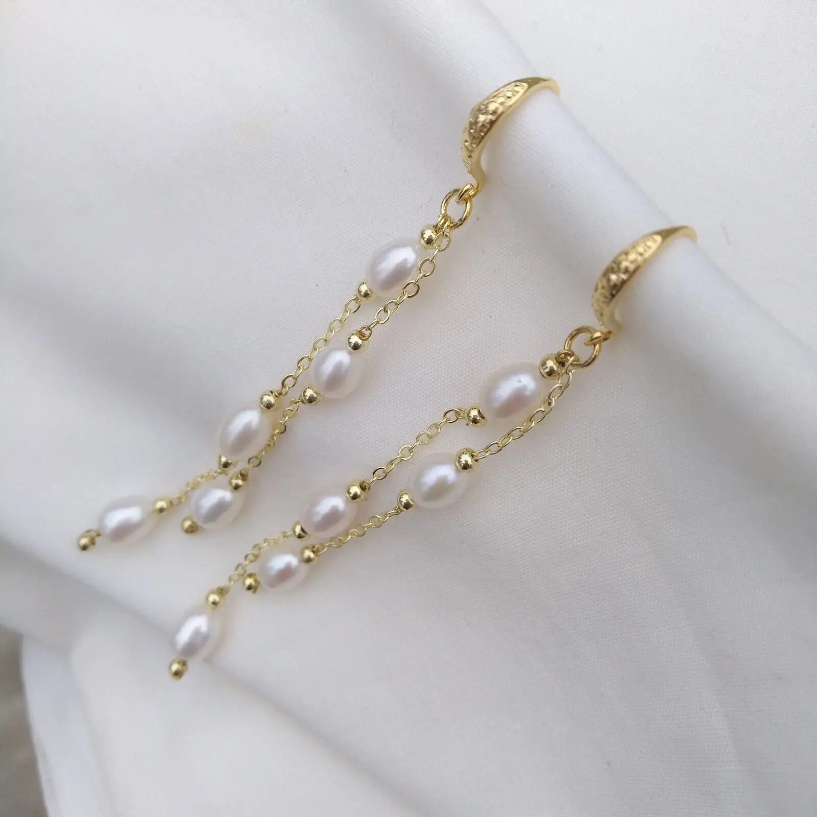 Exclusive Wedding Bride 5-6mm AANanhai White Genuine Natural Pearl Earring Pendant 14k Gold Fill Free Delivery 241205